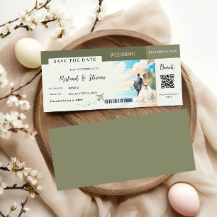 Save The Date Sage green Beach Bateau Passe mariage