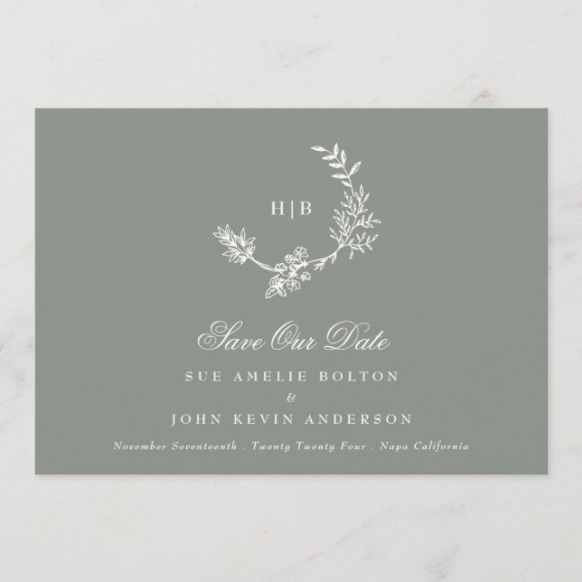 Save The Date Sage Green Classic QR CODE Mariage photo (Devant)