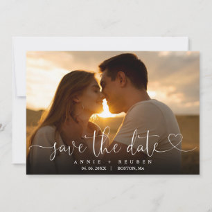 Save The Date Sage Green Elegant Heart Script Mariage photo