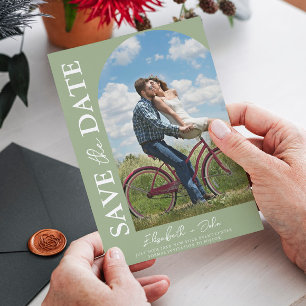 Save The Date Sage Green Elegant Photo Wedding Enregistrer La Da
