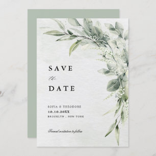 Save The Date Sage Green Eucalyptus Minimaliste Mariage botaniqu