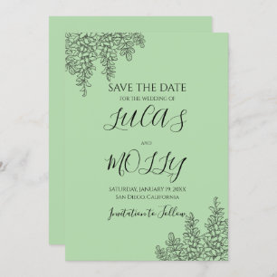 Save The Date Sage Green Fern Mariage