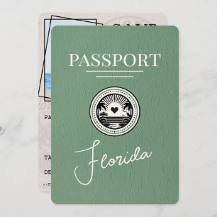 Save The Date Sage Green Florida Passeport Enregistrer La Date
