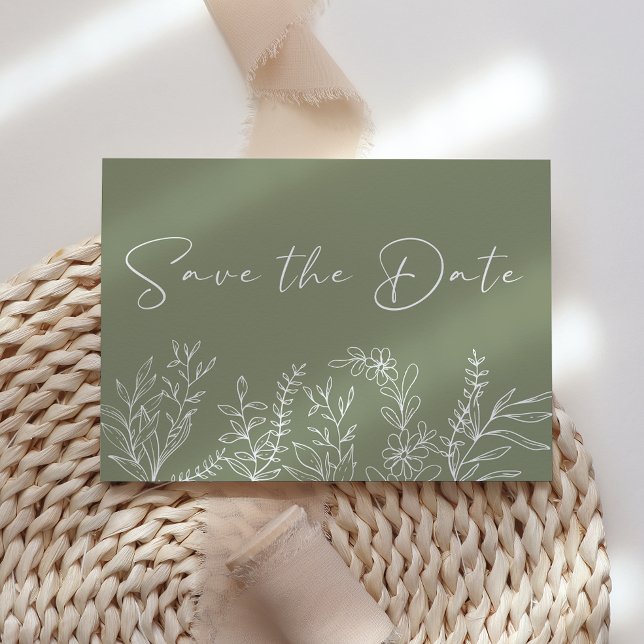 Save The Date Sage Green Flowers Boho Enregistrer La Date (Créateur téléchargé)