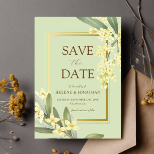 Save The Date Sage Green Gold Garden Elégant Mariage Floral