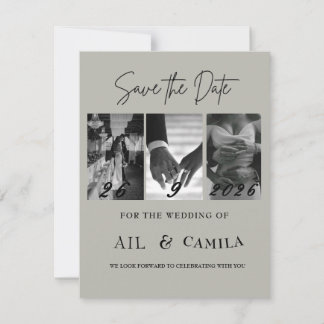 Save The Date Sage Green Minimaliste 3 Photo Sauvegarder la Date