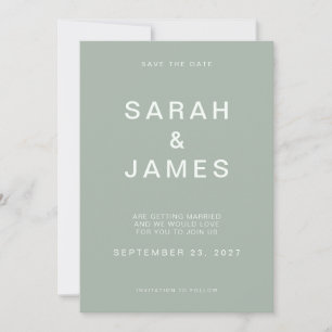 Save The Date Sage Green minimaliste Mariage moderne Enregistrer