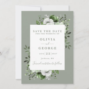 Save The Date Sage Green Moderne Aquarelle Mariage Floral