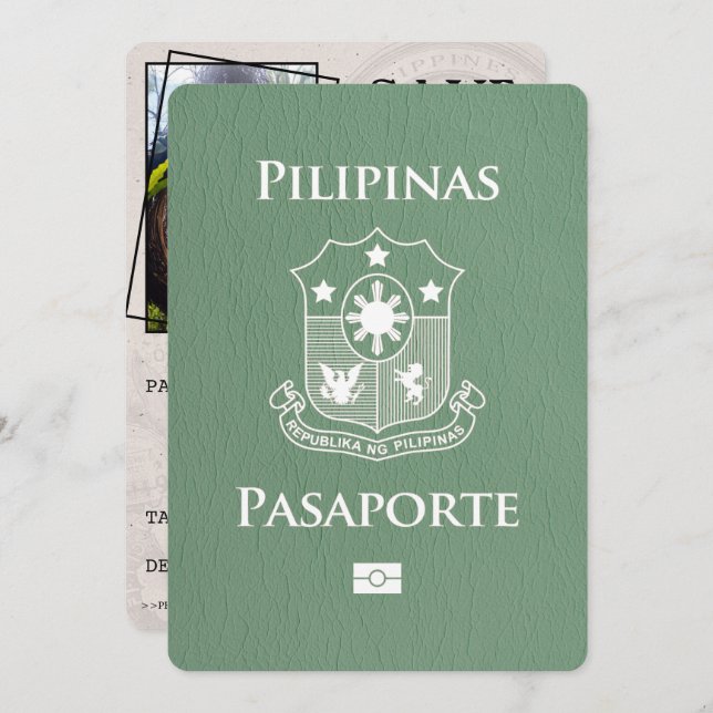 Save The Date Sage Green Philippines Passeport Enregistrer La Da (Devant / Derrière)