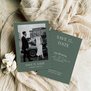 Save The Date Sage Green Photo Wedding Enregistrer la date Invit