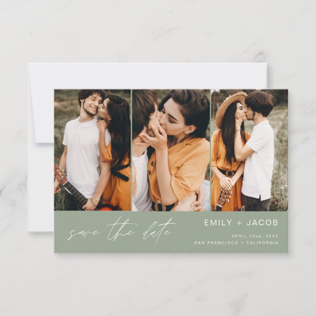 Save The Date Sage Green QR Code moderne Enregistrer la date Elé (Devant)