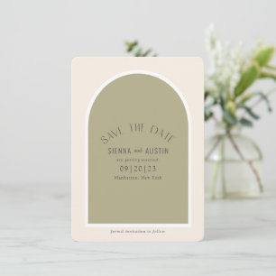 Save The Date Sage Green Simple Moderne Mariage Arc