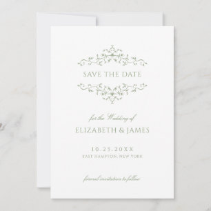 Save The Date Sage Green Vintage Ornemental