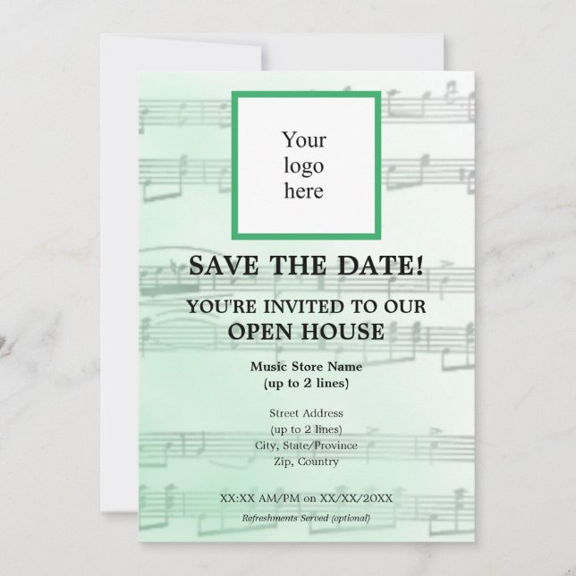 Save The Date Sage Local Music Store I Logo Open House (Devant)
