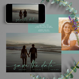 Save The Date Sage Main écrite Photo moderne Green Sea Mousse