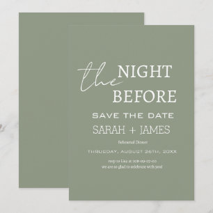 Save The Date Sage moderne la nuit avant le dîner de répétition