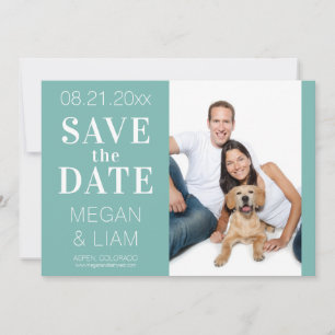 Save The Date Sage moderne simple et photo blanche
