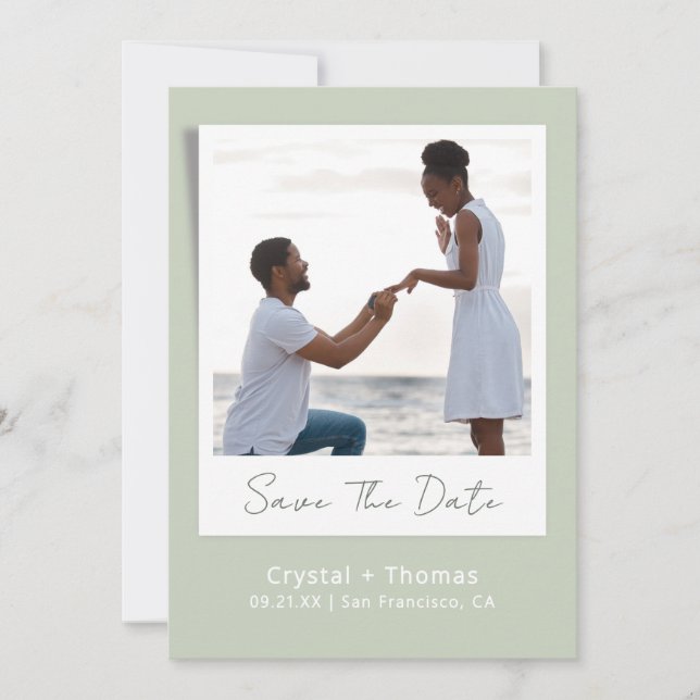 Save The Date Sage Photo Mariage moderne (Devant)