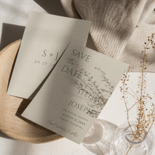 Save The Date Sage Vert Beige Boho Chic Moderne Minimale Mariage