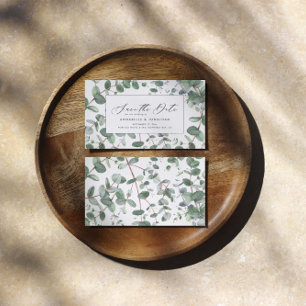 Save The Date Sage vert Eucalyptus feuillage botanique moderne S