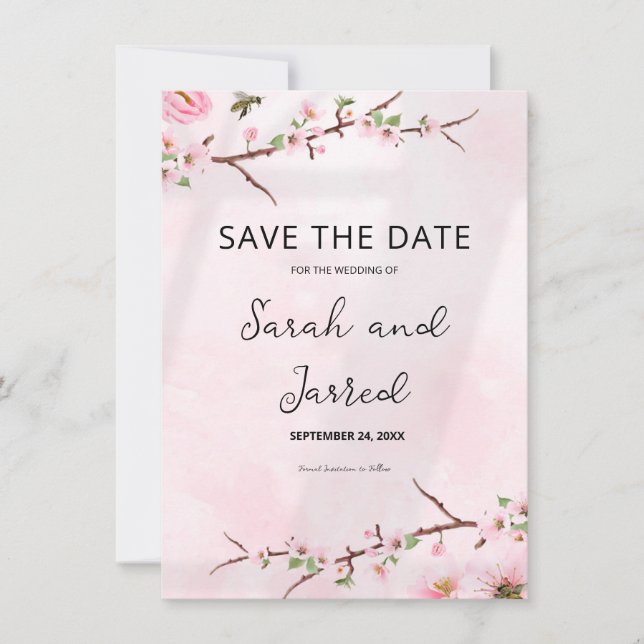 Save The Date Sakura Japonaise Fleur de cerisier asiatique (Devant)