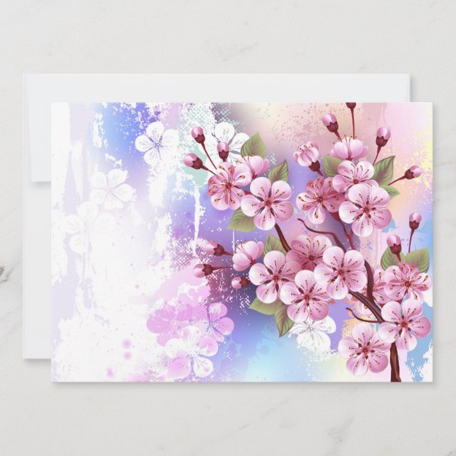Save The Date Sakura rose sur la peinture Arrière - plan (Devant)