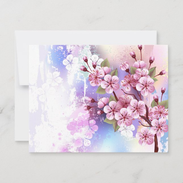 Save The Date Sakura rose sur la peinture Arrière - plan (Devant)