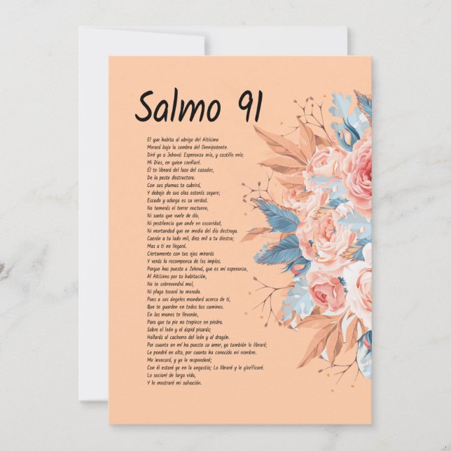 Save The Date Salmos 91, verset de la Bible avec belle floraison (Devant)