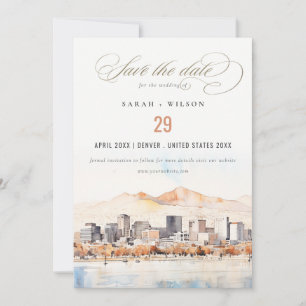 Save The Date Salt Lake City, Utah Paysage aquarelle Mariage
