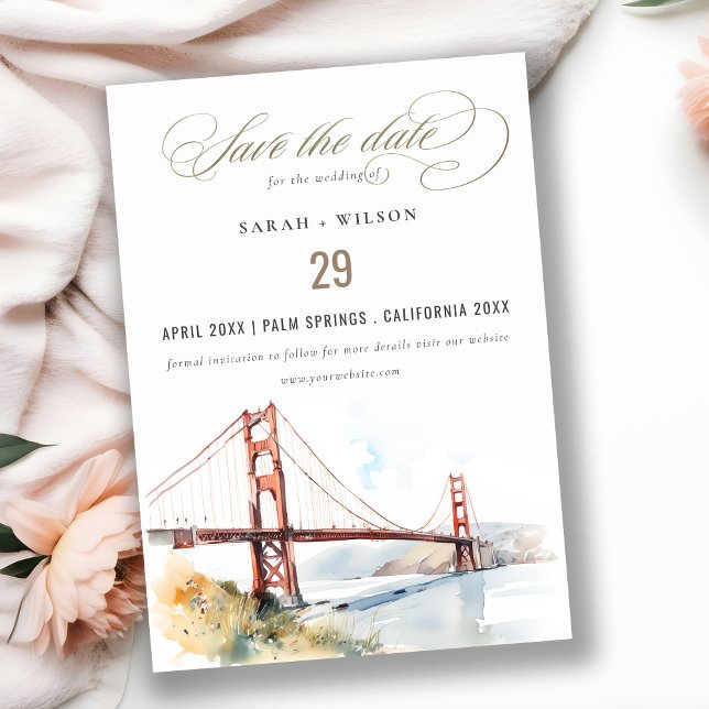 Save The Date San Francisco Golden Gate Bridge Landscape Wedding (Créateur téléchargé)