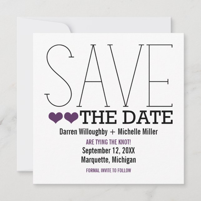 Save The Date Sassy Typographie Enregistrer l'Invitation de date (Devant)