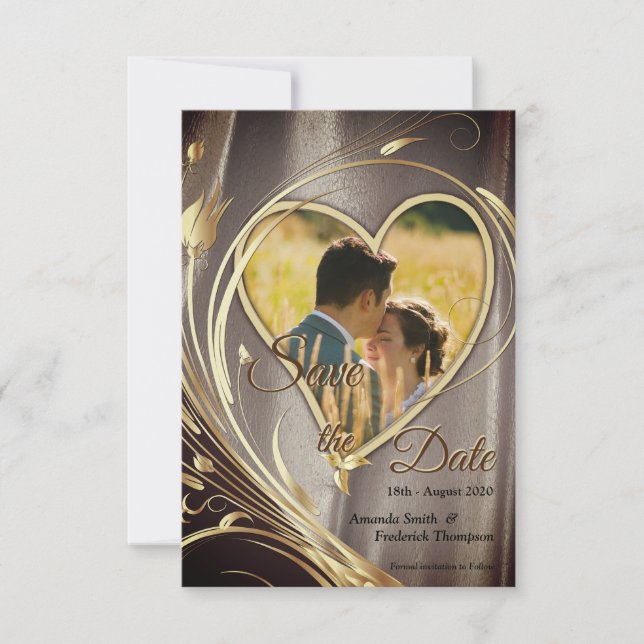 Save The Date Satin Brown & Fleur Étincelante (Devant)