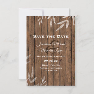 Save The Date Saule rustique sur Mariage de bois