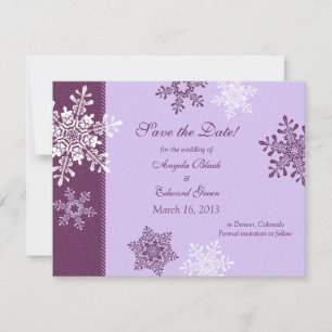 Save The Date Saute-neige blanc violet hiver Enregistrer la date