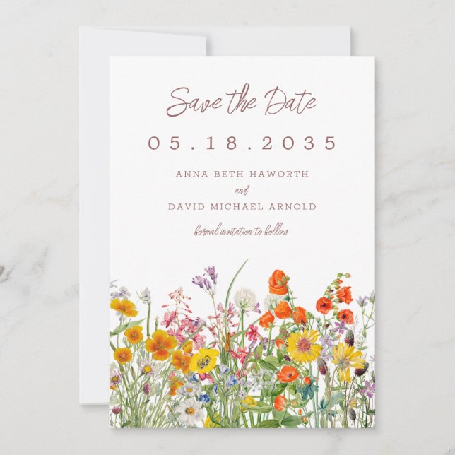 Save The Date Sauvegarde de date de fleur sauvage (Devant)