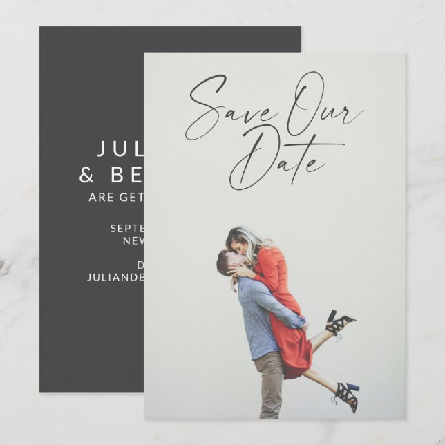 Save The Date Sauvegarde de date de mariage de couple moderne Ph (Devant / Derrière)