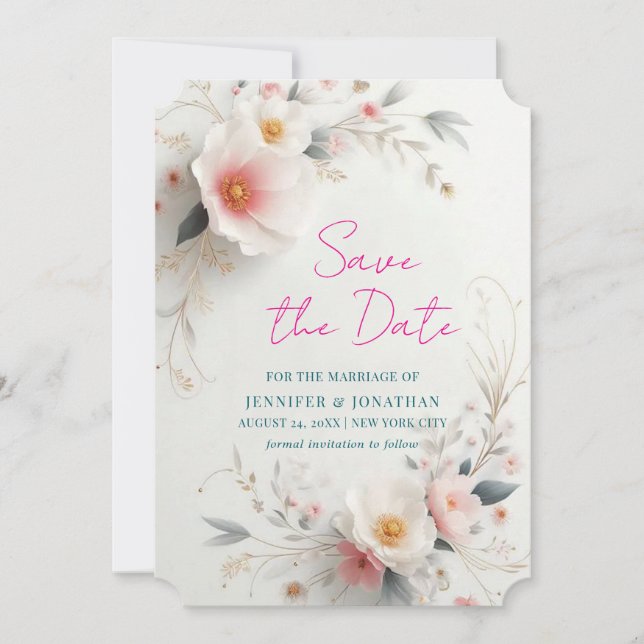 Save The Date Sauvegarder La Date Aquarelle Fleurs Script (Devant)