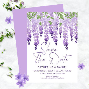 Save The Date Sauvegarder La Date Aquarelle Wisteria Lilac Maria