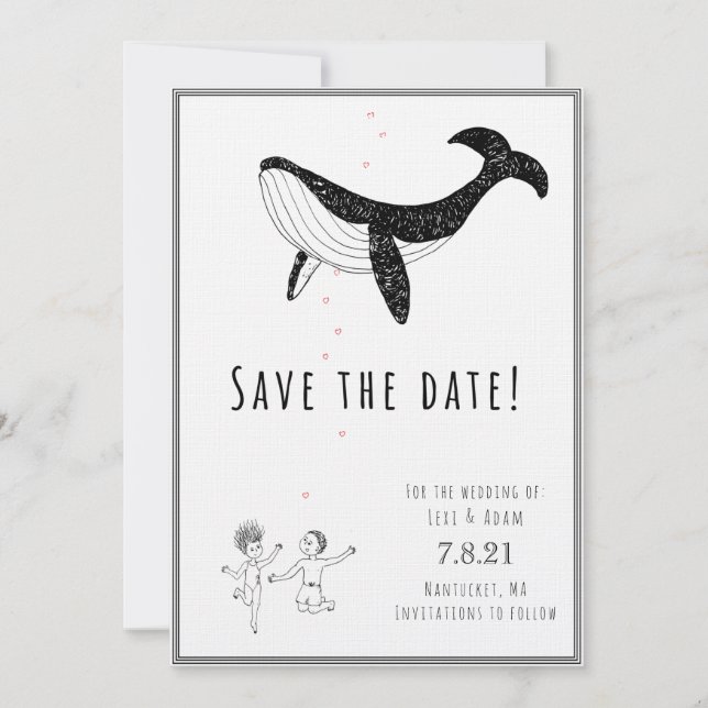 Save The Date Sauvegarder la date - Baleines en amour (Devant)