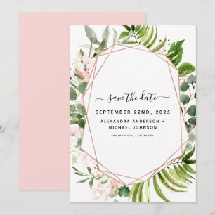 Save The Date Sauvegarder la date Eucalyptus Verdure Géométrique