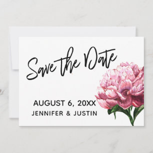 Save The Date Sauvegarder la Date, Fleur de Pivoine Aquarelle Ro