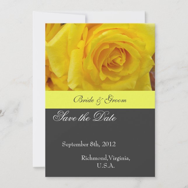 Save The Date Sauvegarder la date, fleur de rose jaune (Devant)