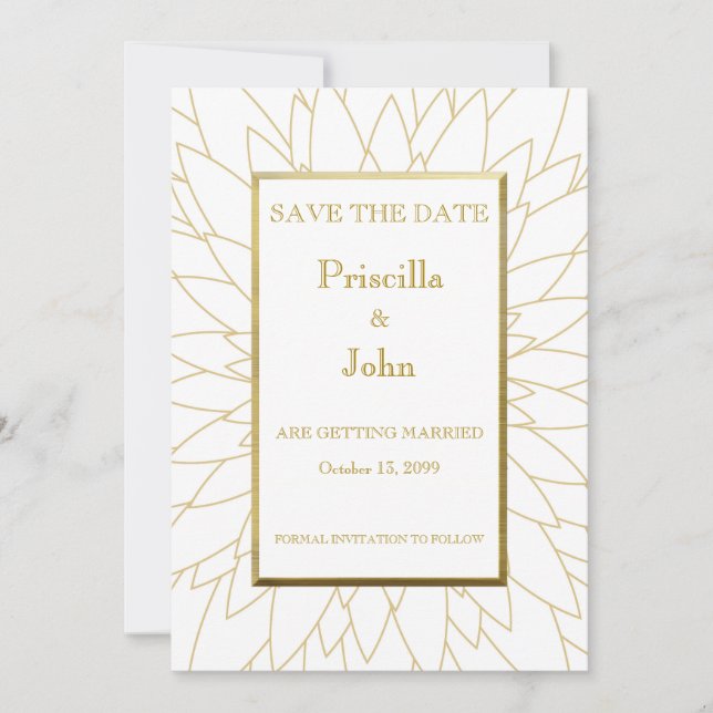 Save The Date Sauvegarder la date, grand gatsby, dahlia géométri (Devant)