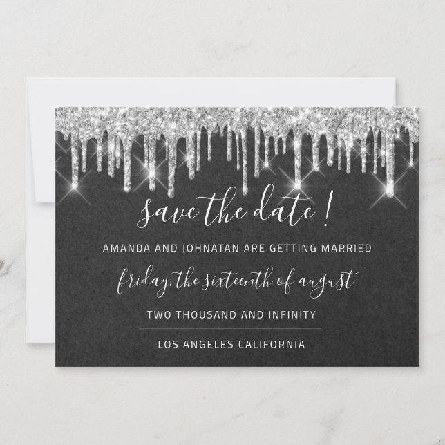 Save The Date Sauvegarder la date Kraft Gris argenté Graphite go (Devant)