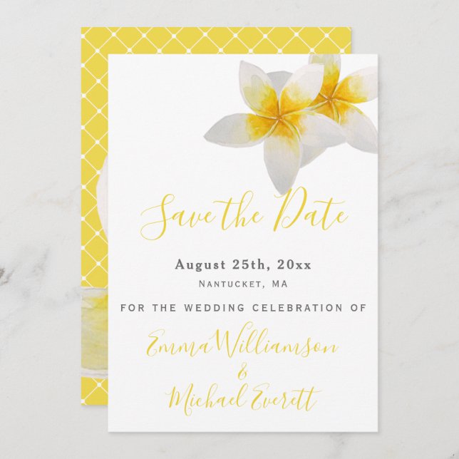 Save The Date Sauvegarder la date | Mariage aux fleurs tropicale (Devant / Derrière)