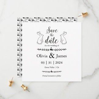Save The Date Sauvegarder la date Mariage de Pâques noir et blan