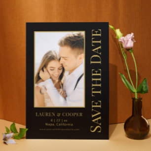 Save The Date Sauvegarder la date Mariage Moderne Élégant Or Noi