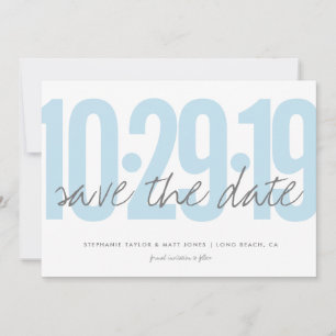 Save The Date Sauvegarder la date, mariage, photo au dos, bleu