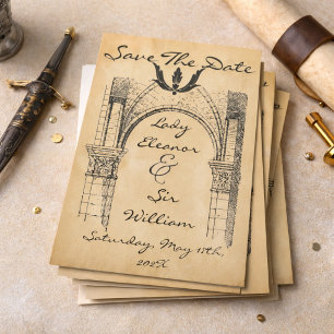 Save The Date Sauvegarder la date Parchemin faux Renaissance méd