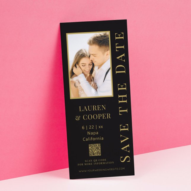 Save The Date Sauvegarder la date QR Code Or Noir Mariage Modern (Créateur téléchargé)